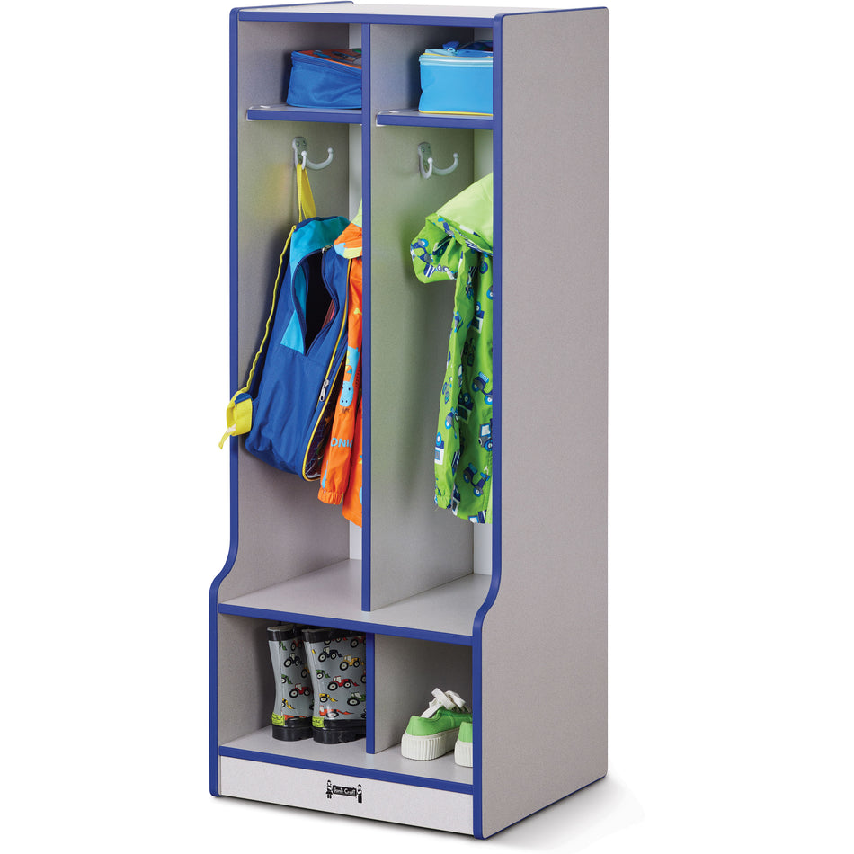 4682JCWW003, Rainbow Accents 2 Section Coat Locker with Step - Blue