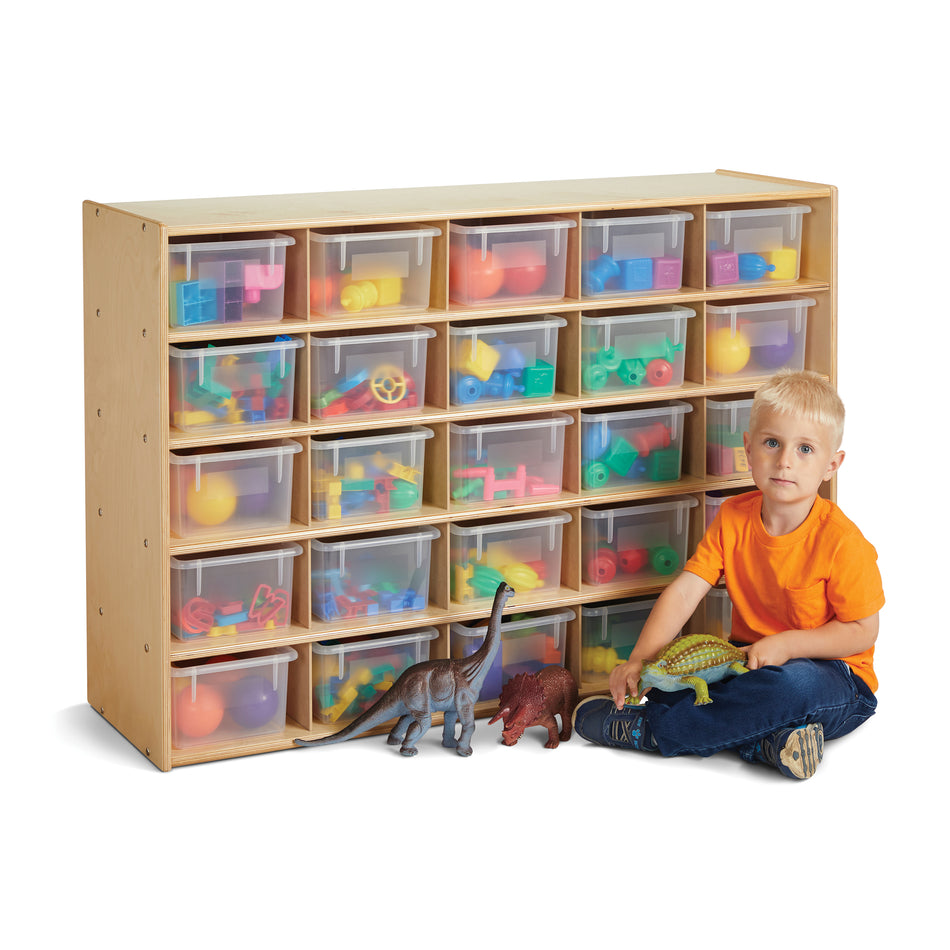 7141YT, Young Time 25 Cubbie-Tray Storage - with Clear Bins