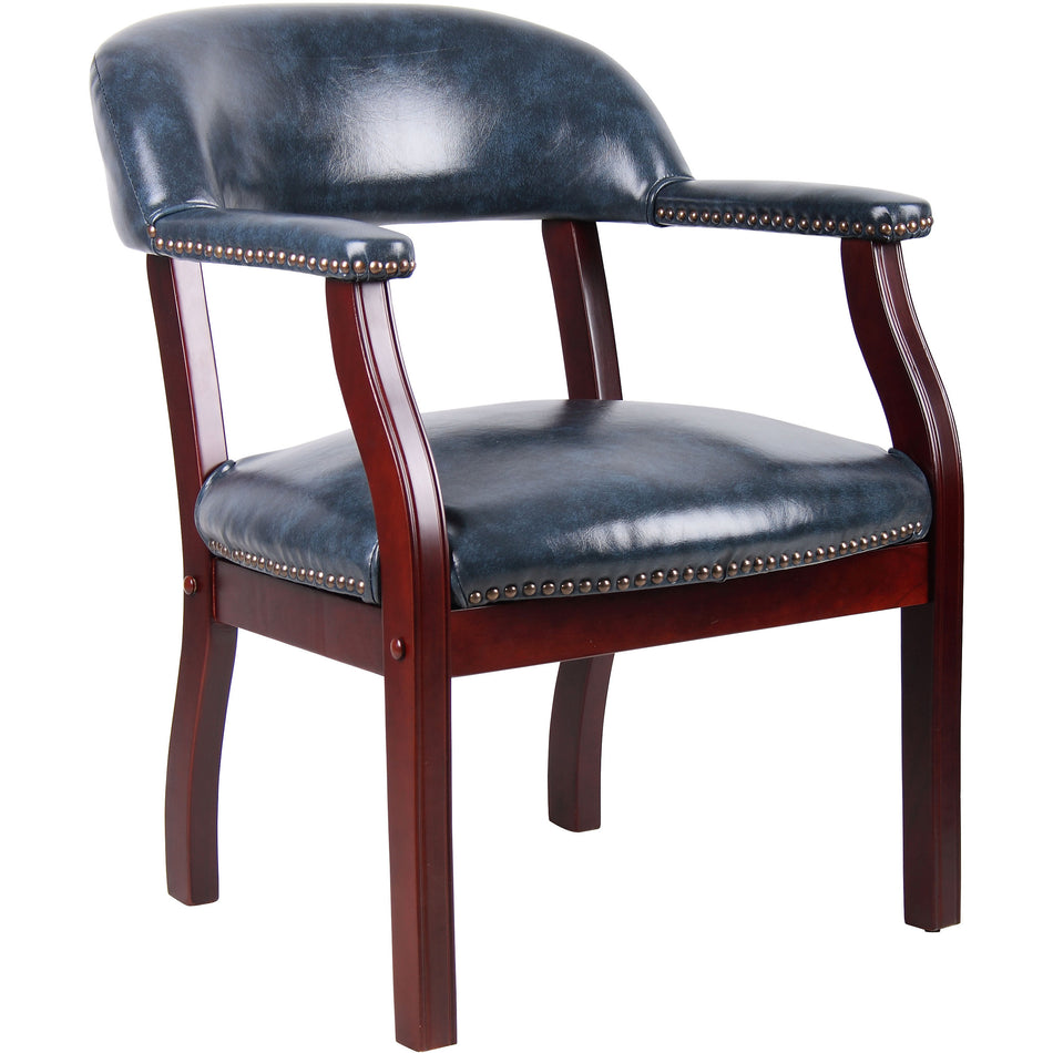 Captain's guest, accent or dining chair in Blue Vinyl, B9540-BE