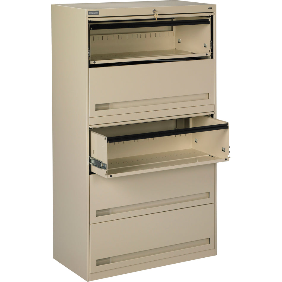 Tennsco 42" Wide Five-Drawer Lateral File with Retractable Doors, LPL4260L51