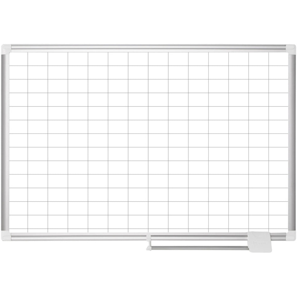 MA0593830 Magentic Dry Erase Planning White Board, 2" x 3" Grid, Laquered Steel Surface, Sliding Marker Tray, 36" x 48", Aluminum Frame by MasterVision
