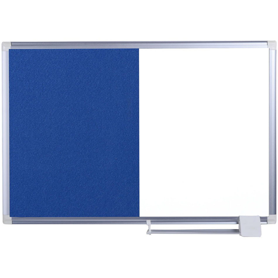 XA0322830 New-Gen Series Magnetic Dry Erase White Board Blue Felt Bulletin Board Combo, Wall Mount, Sliding Marker Tray, 24" x 36", Aluminum Frame by MasterVision