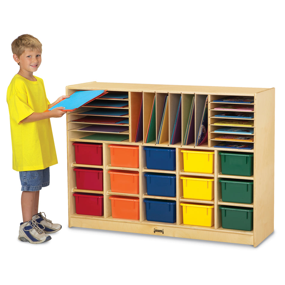 0416JC, Jonti-Craft Sectional Cubbie-Tray Mobile Unit - with Colored Trays