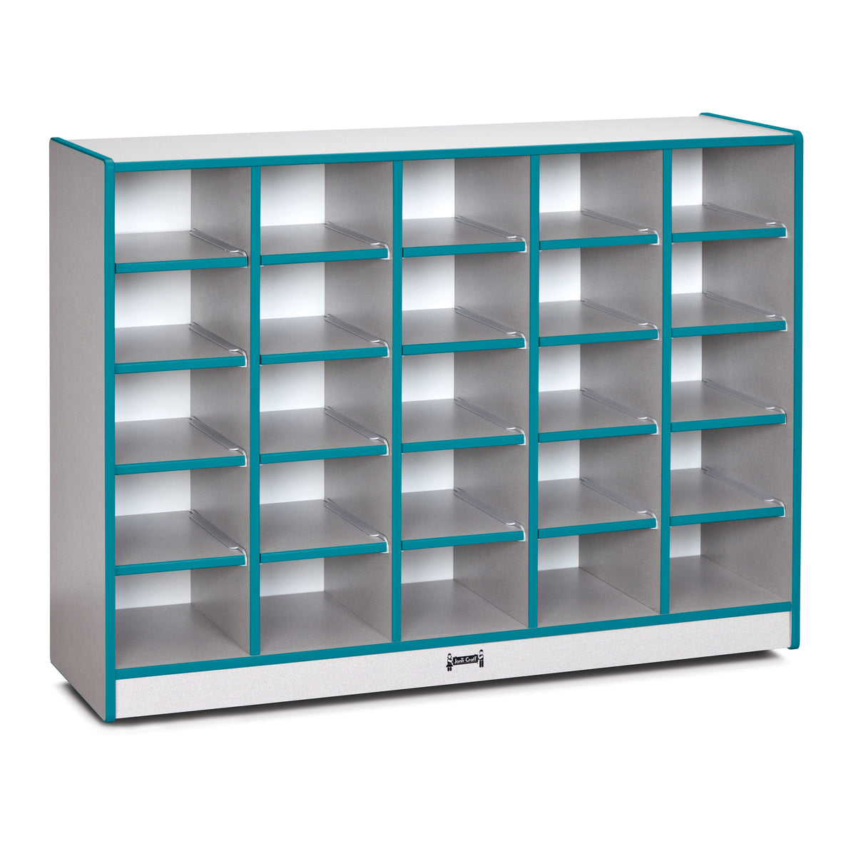 0425JCWW005, Rainbow Accents 25 Cubbie-Tray Mobile Storage - without Trays - Teal