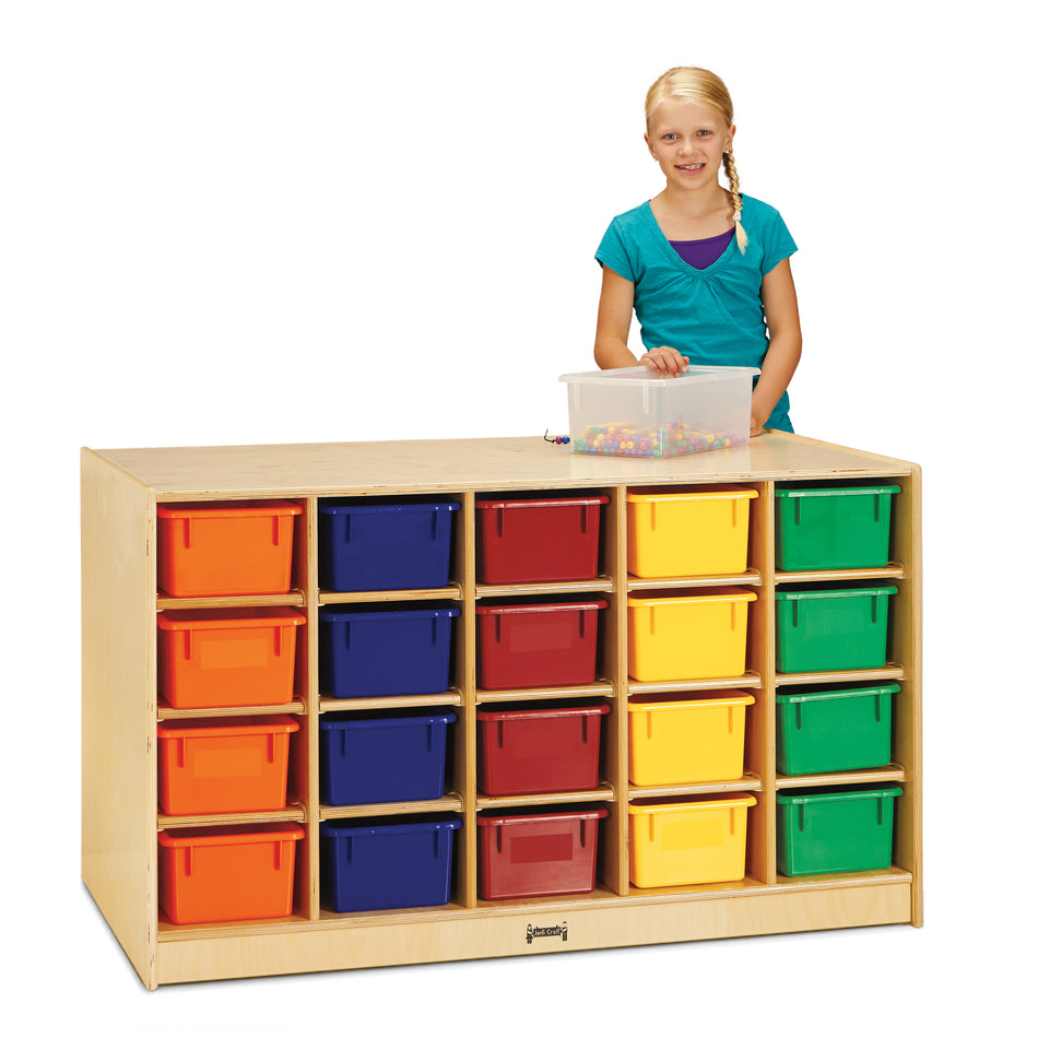 4425JC, Jonti-Craft Double-Sided Island - 40 Cubbie-Tray - with Colored Trays