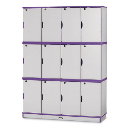 4697JC004, Rainbow Accents Stacking Lockable Lockers -  Triple Stack - Purple