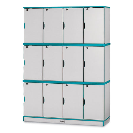 4697JC005, Rainbow Accents Stacking Lockable Lockers -  Triple Stack - Teal