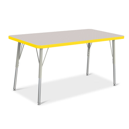 6403JCA007, Berries Rectangle Activity Table - 24" X 48", A-height - Freckled Gray/Yellow/Gray