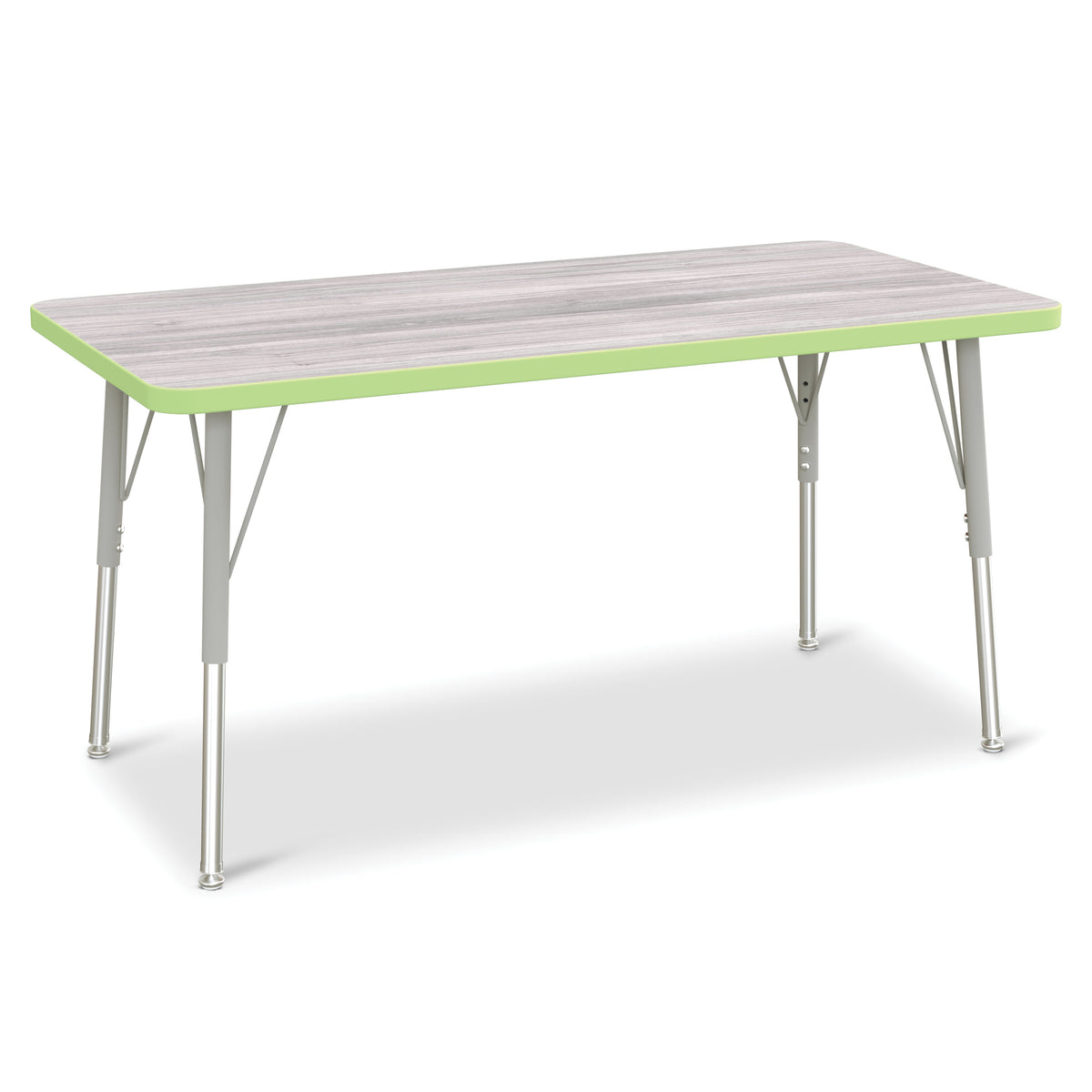 6403JCA451, Berries Rectangle Activity Table - 24" X 48", A-height - Driftwood Gray/Key Lime/Gray