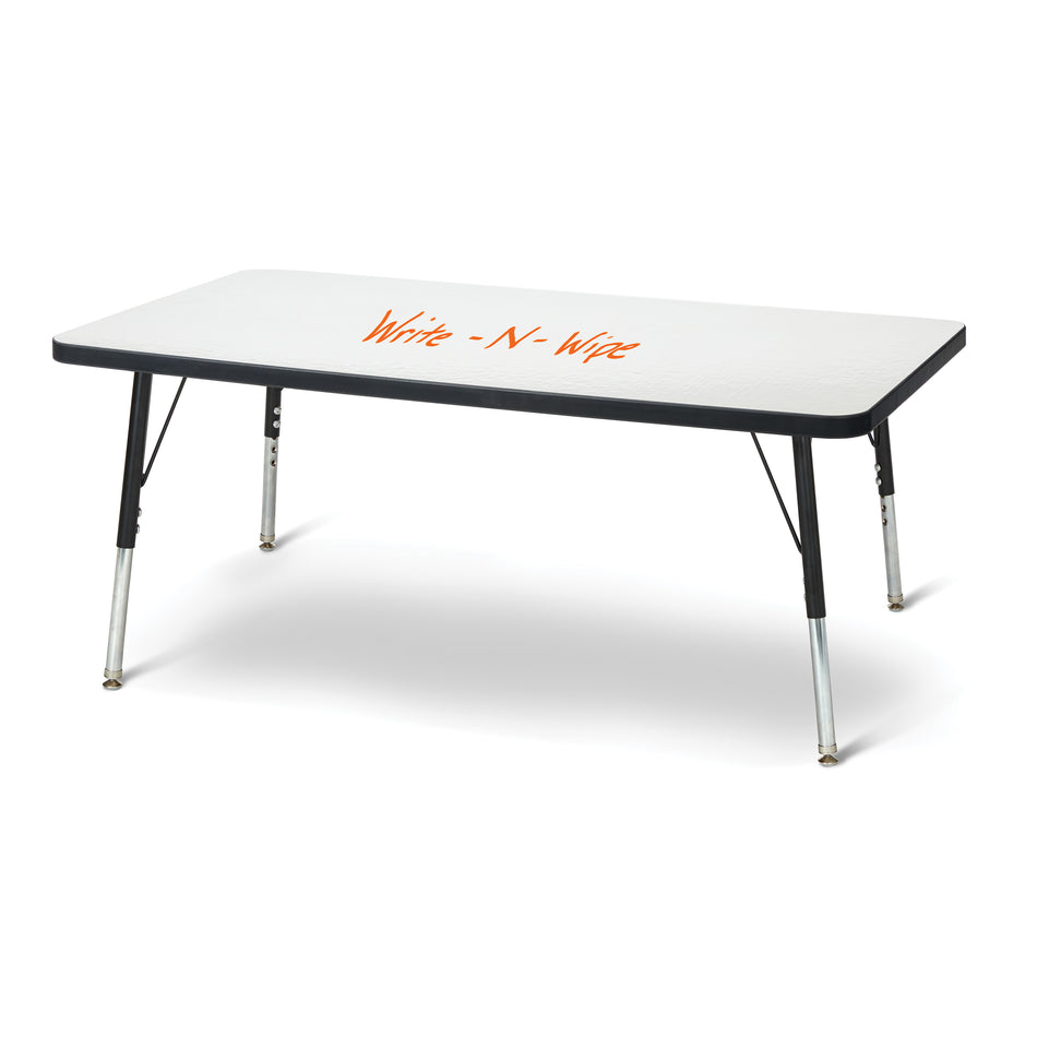 6403JCE420, Berries Rectangle Dry Erase Table - 24" x 48", E-height - Write-n-Wipe/Black/Black