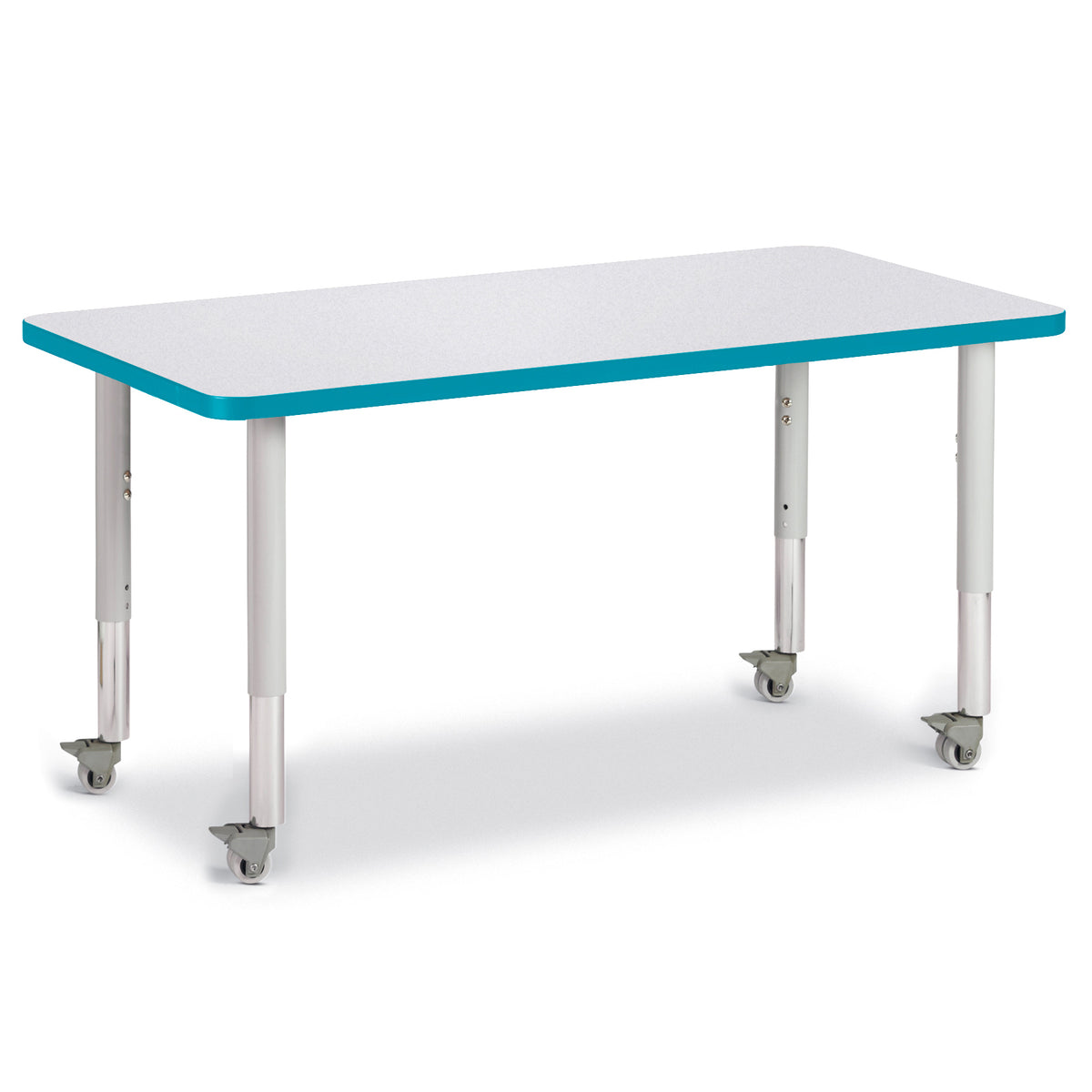 6403JCM005, Berries Rectangle Activity Table - 24" X 48", Mobile - Freckled Gray/Teal/Gray