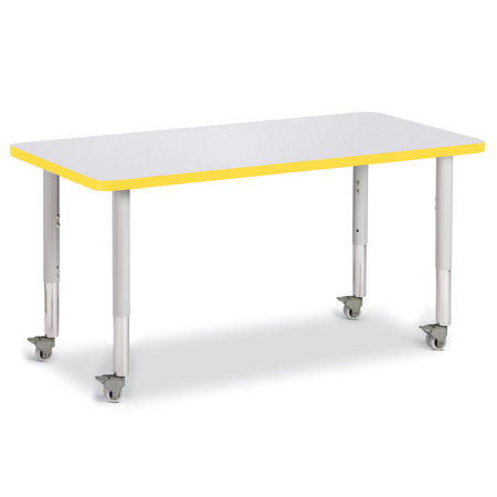 6403JCM007, Berries Rectangle Activity Table - 24" X 48", Mobile - Freckled Gray/Yellow/Gray
