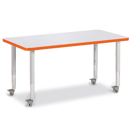 6403JCM114, Berries Rectangle Activity Table - 24" X 48", Mobile - Freckled Gray/Orange/Gray