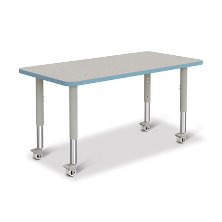 6403JCM131, Berries Rectangle Activity Table - 24" X 48", Mobile - Freckled Gray/Coastal Blue/Gray