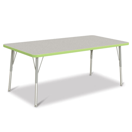 6408JCA130, Berries Rectangle Activity Table - 30" X 60", A-height - Freckled Gray/Key Lime/Gray