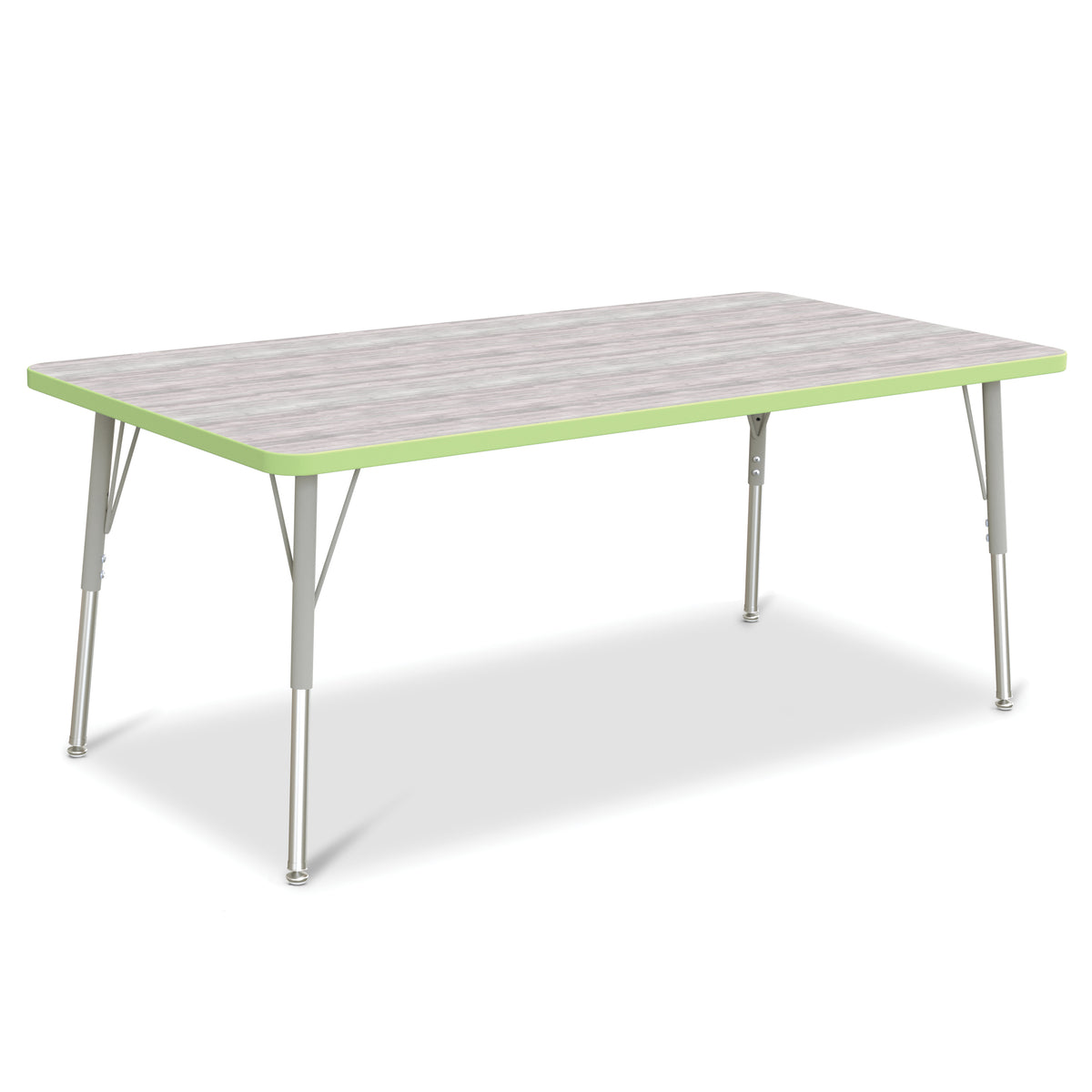6408JCA451, Berries Rectangle Activity Table - 30" X 60", A-height - Driftwood Gray/Key Lime/Gray