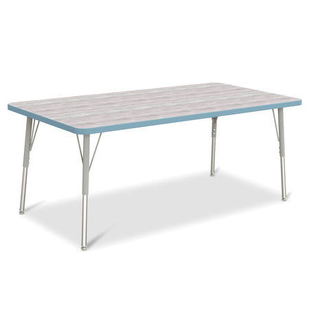 6408JCA452, Berries Rectangle Activity Table - 30" X 60", A-height - Driftwood Gray/Coastal Blue/Gray