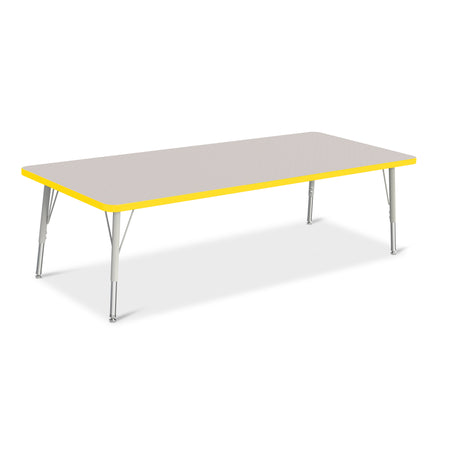 6413JCE007, Berries Rectangle Activity Table - 30" X 72", E-height - Freckled Gray/Yellow/Gray