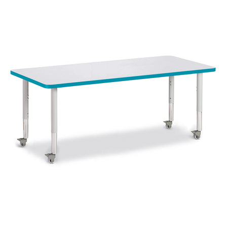 6413JCM005, Berries Rectangle Activity Table - 30" X 72", Mobile - Freckled Gray/Teal/Gray