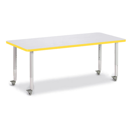 6413JCM007, Berries Rectangle Activity Table - 30" X 72", Mobile - Freckled Gray/Yellow/Gray