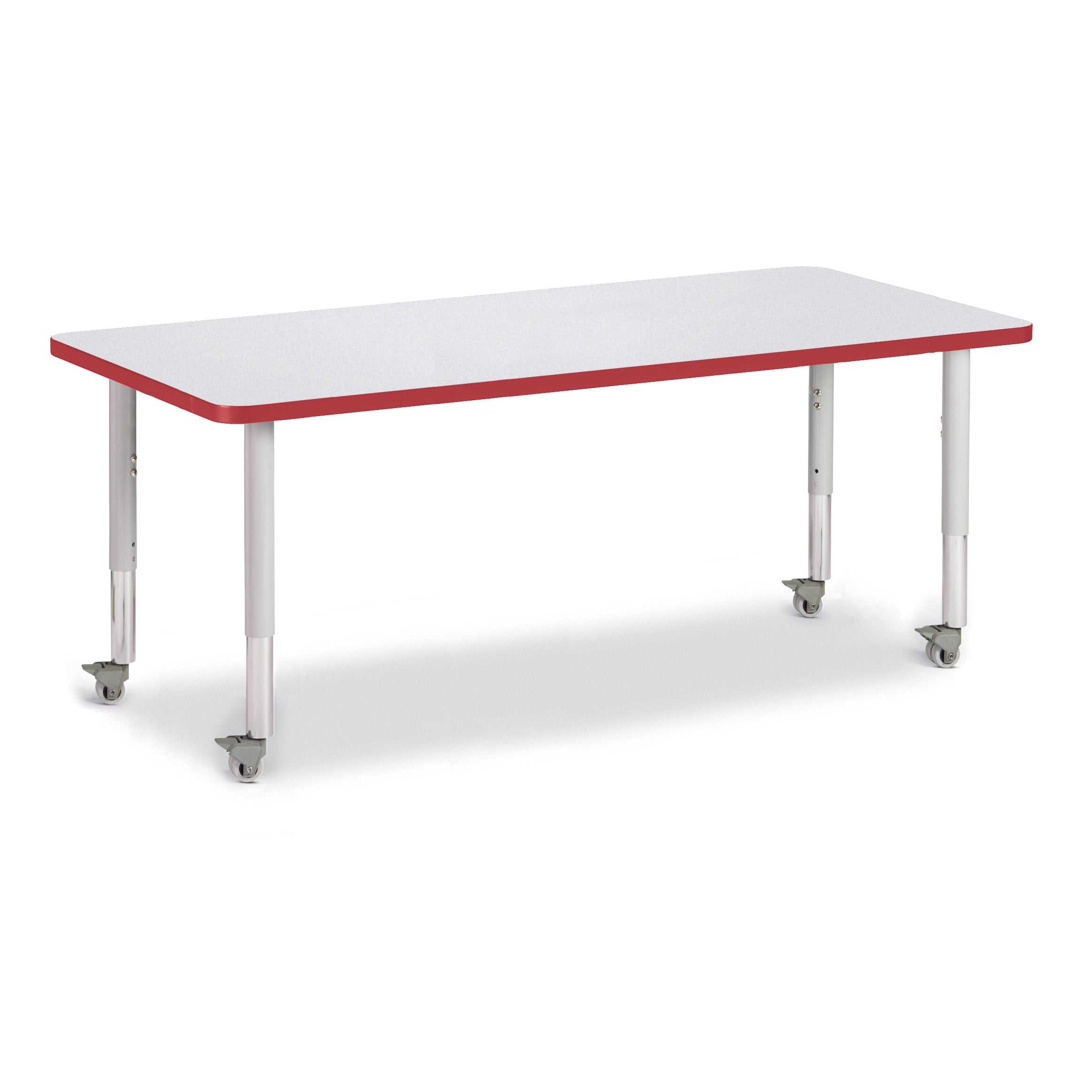 6413JCM008, Berries Rectangle Activity Table - 30" X 72", Mobile - Freckled Gray/Red/Gray