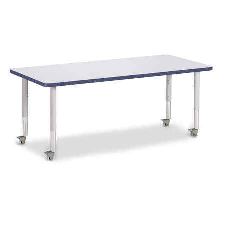 6413JCM112, Berries Rectangle Activity Table - 30" X 72", Mobile - Freckled Gray/Navy/Gray