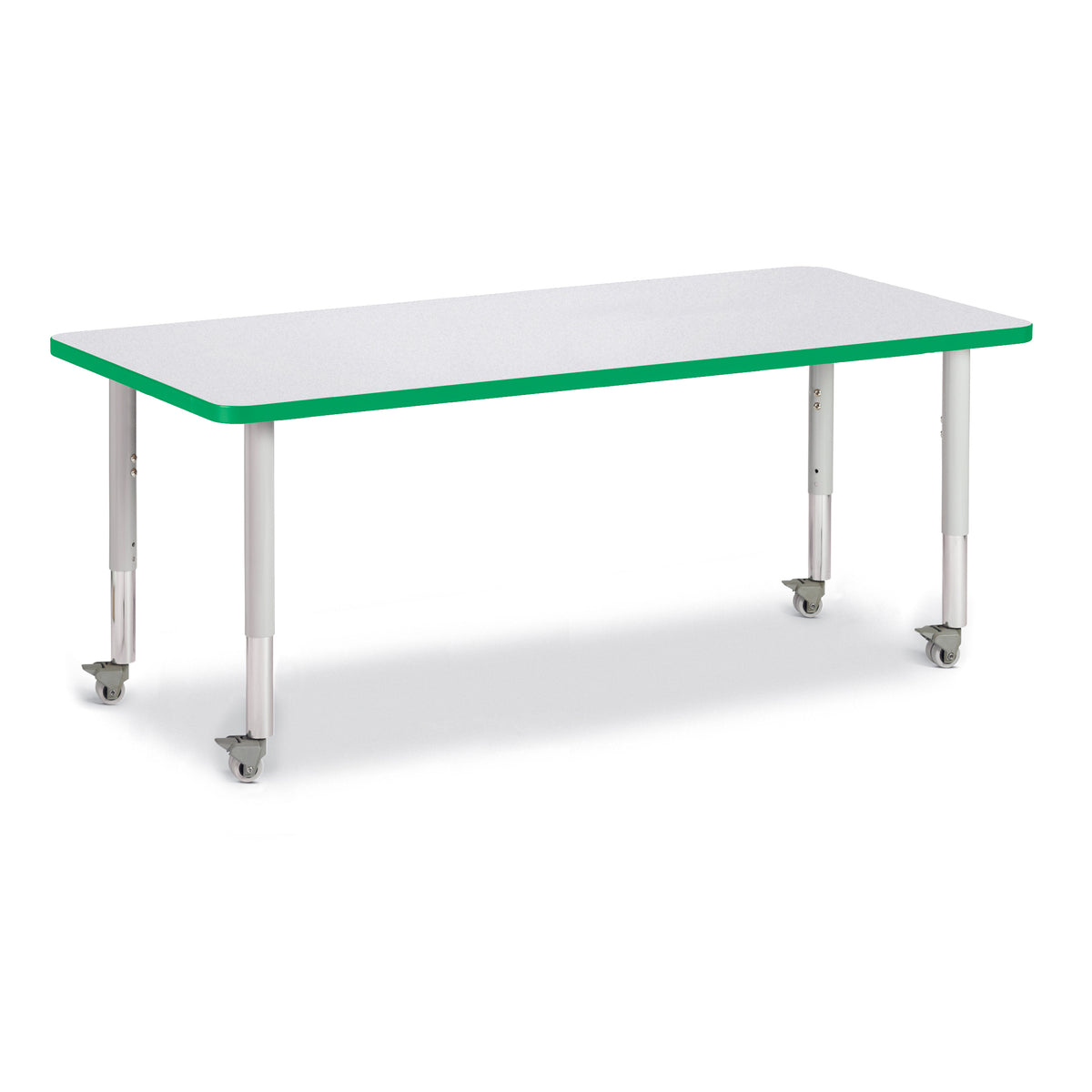 6413JCM119, Berries Rectangle Activity Table - 30" X 72", Mobile - Freckled Gray/Green/Gray