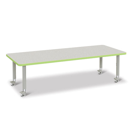 6413JCM130, Berries Rectangle Activity Table - 30" X 72", Mobile - Freckled Gray/Key Lime/Gray