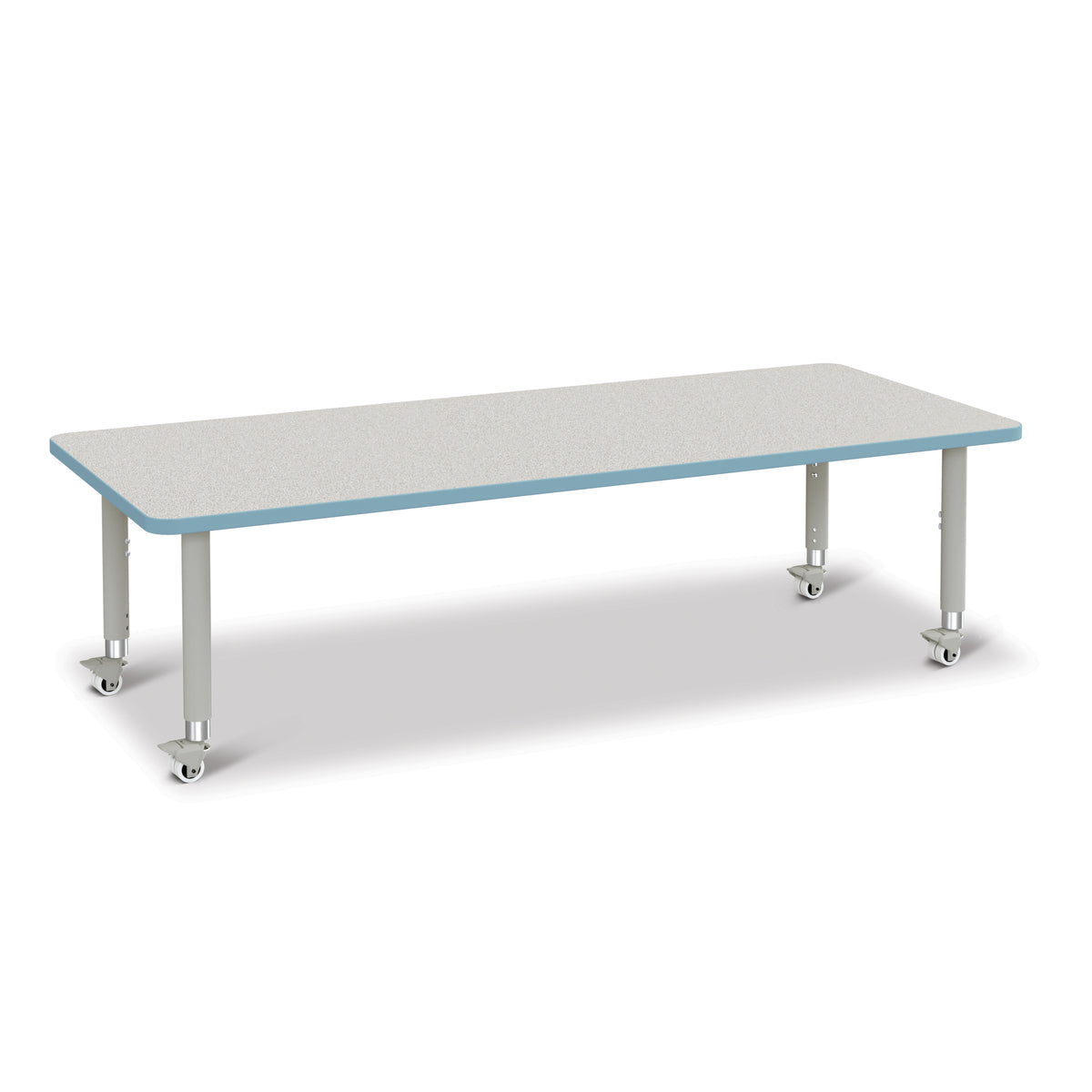 6413JCM131, Berries Rectangle Activity Table - 30" X 72", Mobile - Freckled Gray/Coastal Blue/Gray