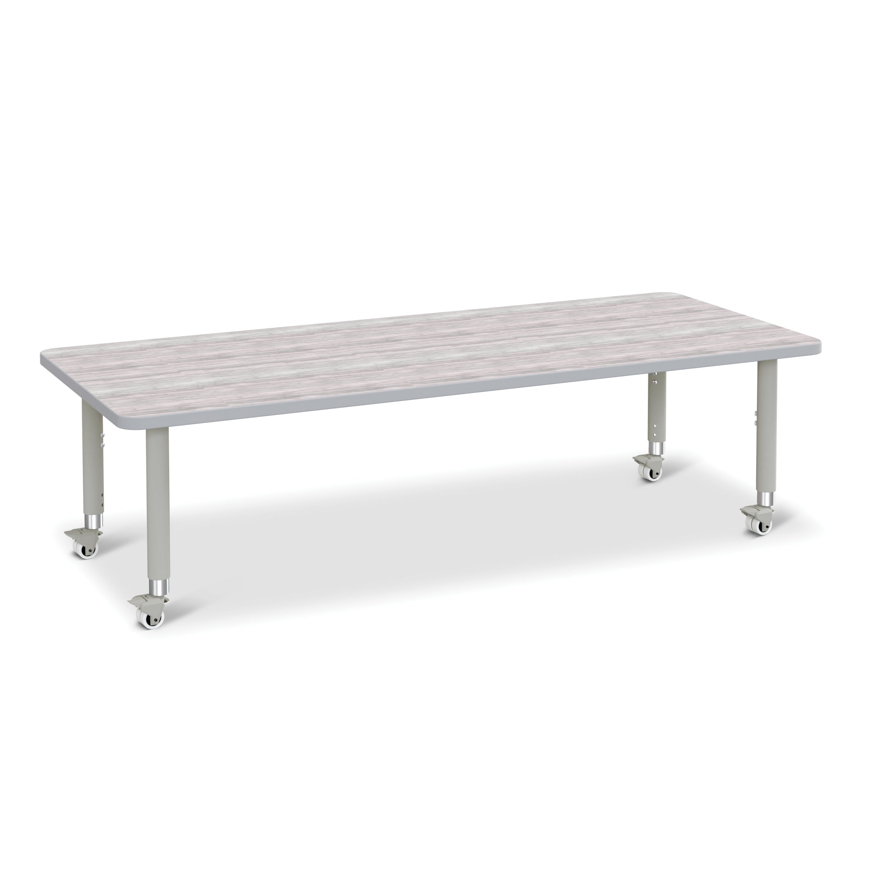 6413JCM450, Berries Rectangle Activity Table - 30" X 72", Mobile - Driftwood Gray/Gray/Gray
