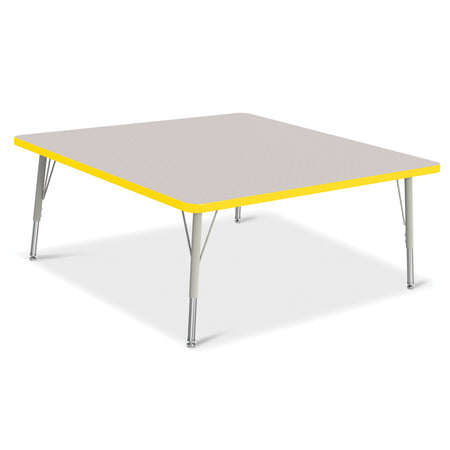 6418JCE007, Berries Square Activity Table - 48" X 48", E-height - Freckled Gray/Yellow/Gray