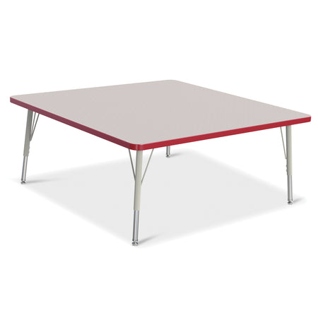 6418JCE008, Berries Square Activity Table - 48" X 48", E-height - Freckled Gray/Red/Gray