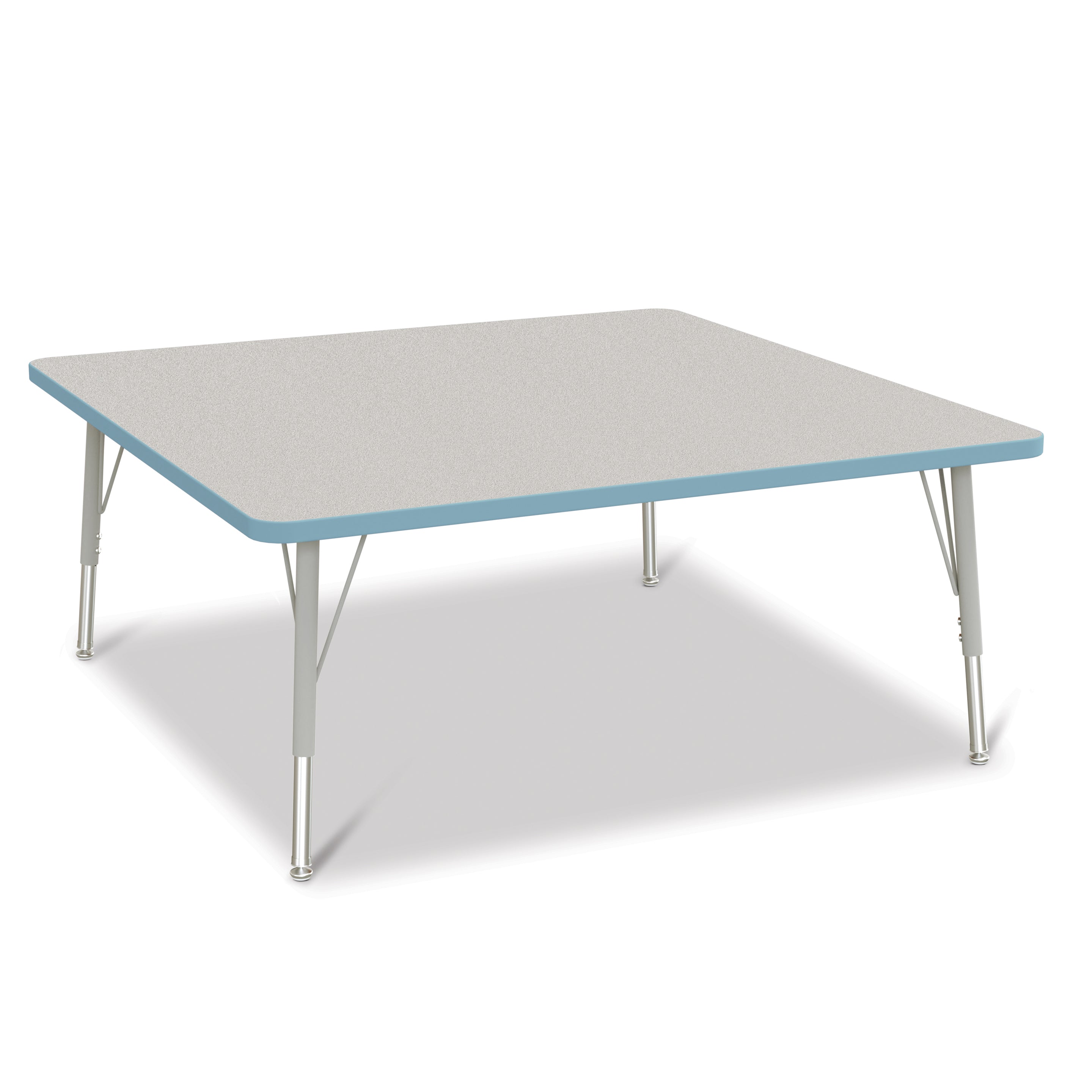 6418JCE131, Berries Square Activity Table - 48" X 48", E-height - Freckled Gray/Coastal Blue/Gray