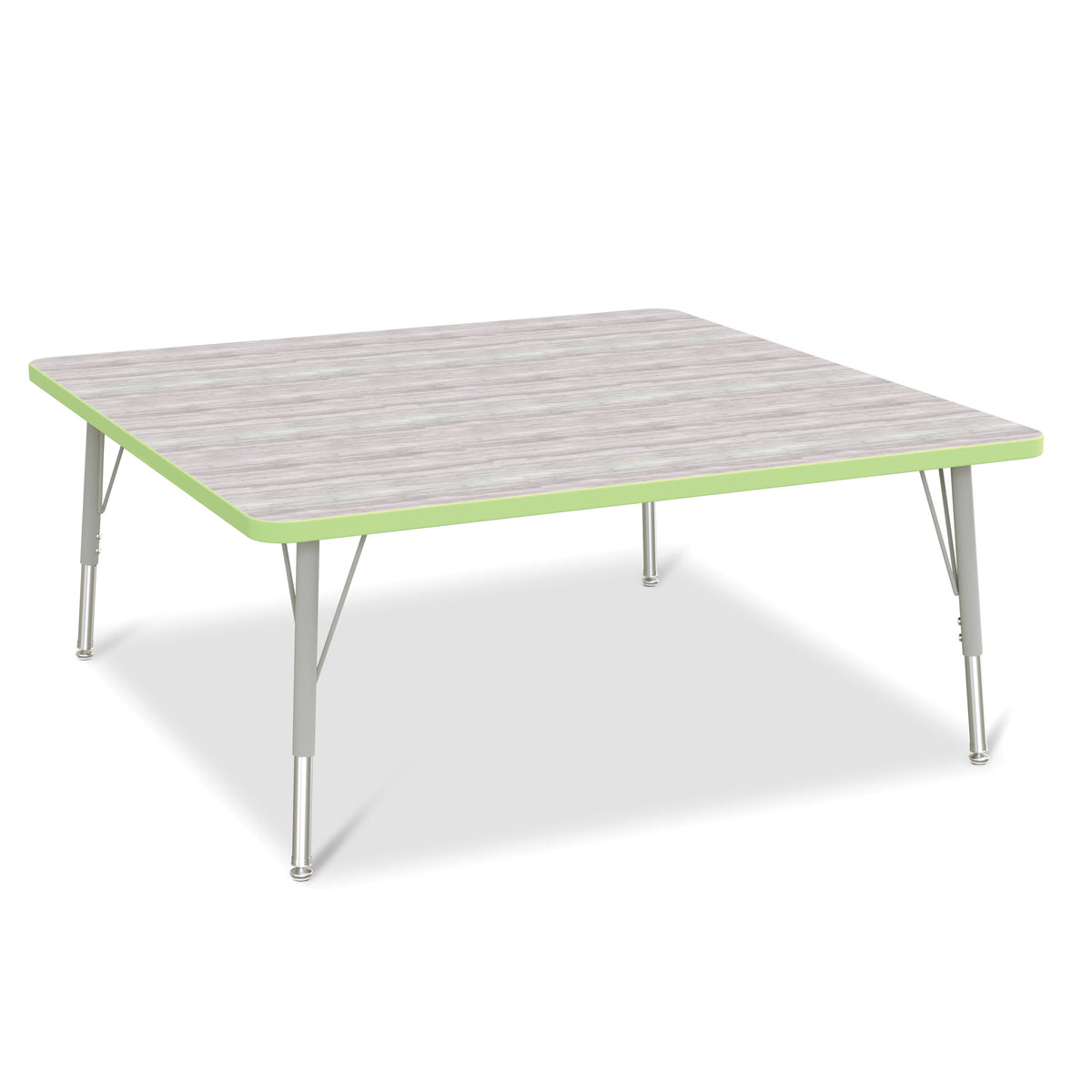 6418JCE451, Berries Square Activity Table - 48" X 48", E-height - Driftwood Gray/Key Lime/Gray