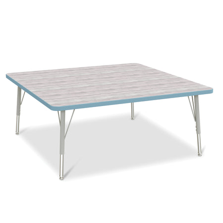 6418JCE452, Berries Square Activity Table - 48" X 48", E-height - Driftwood Gray/Coastal Blue/Gray