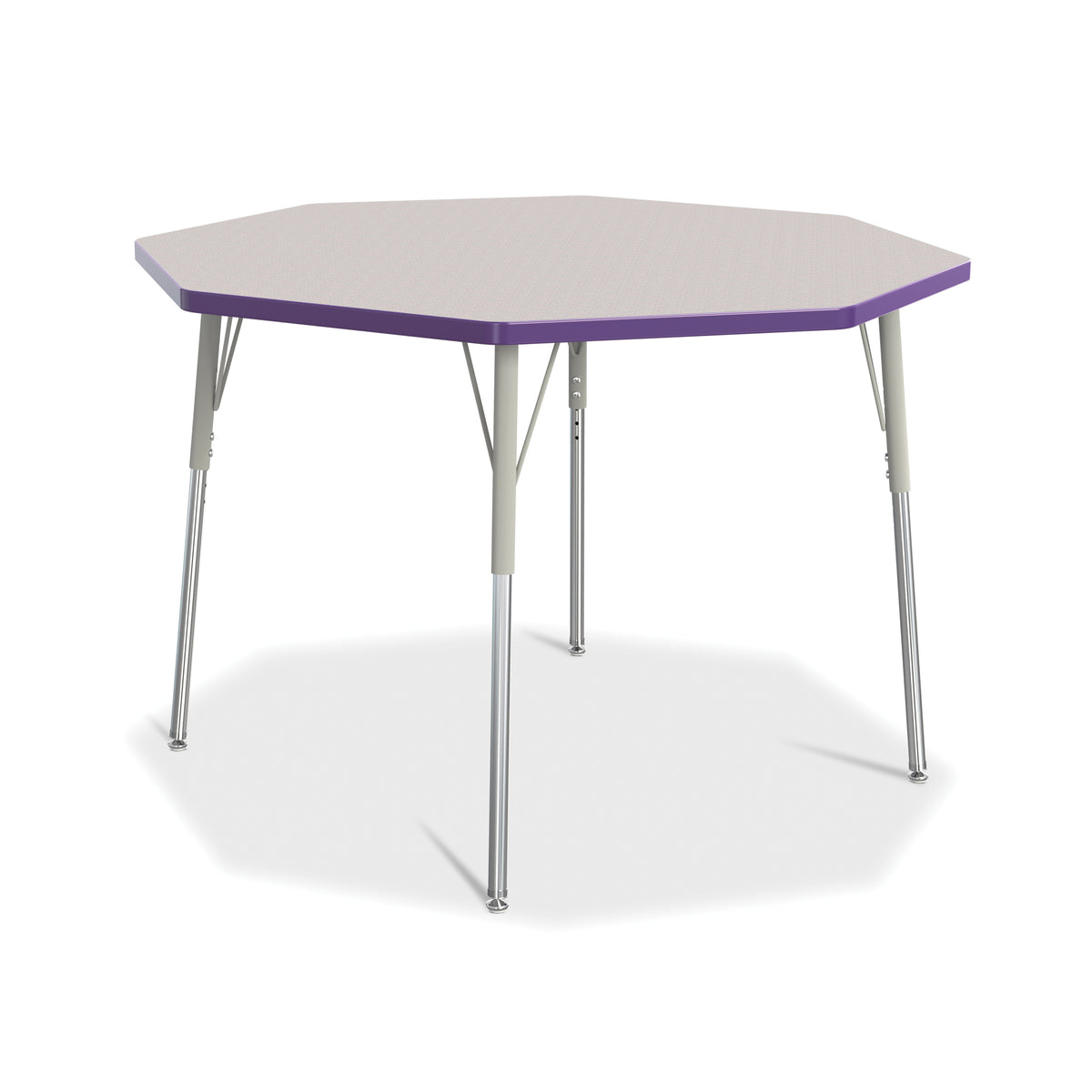 6428JCA004, Berries Octagon Activity Table - 48" X 48", A-height - Freckled Gray/Purple/Gray