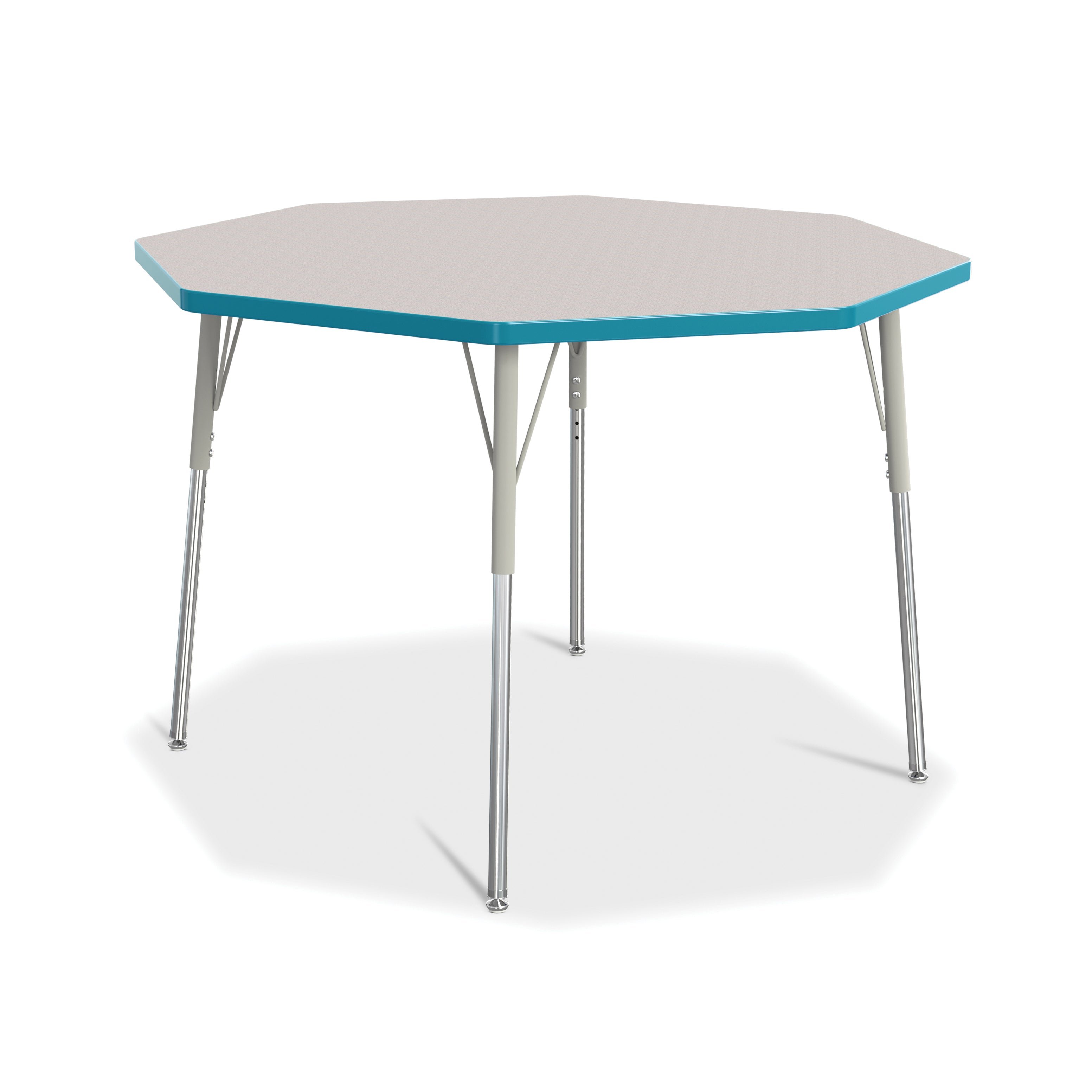 6428JCA005, Berries Octagon Activity Table - 48" X 48", A-height - Freckled Gray/Teal/Gray