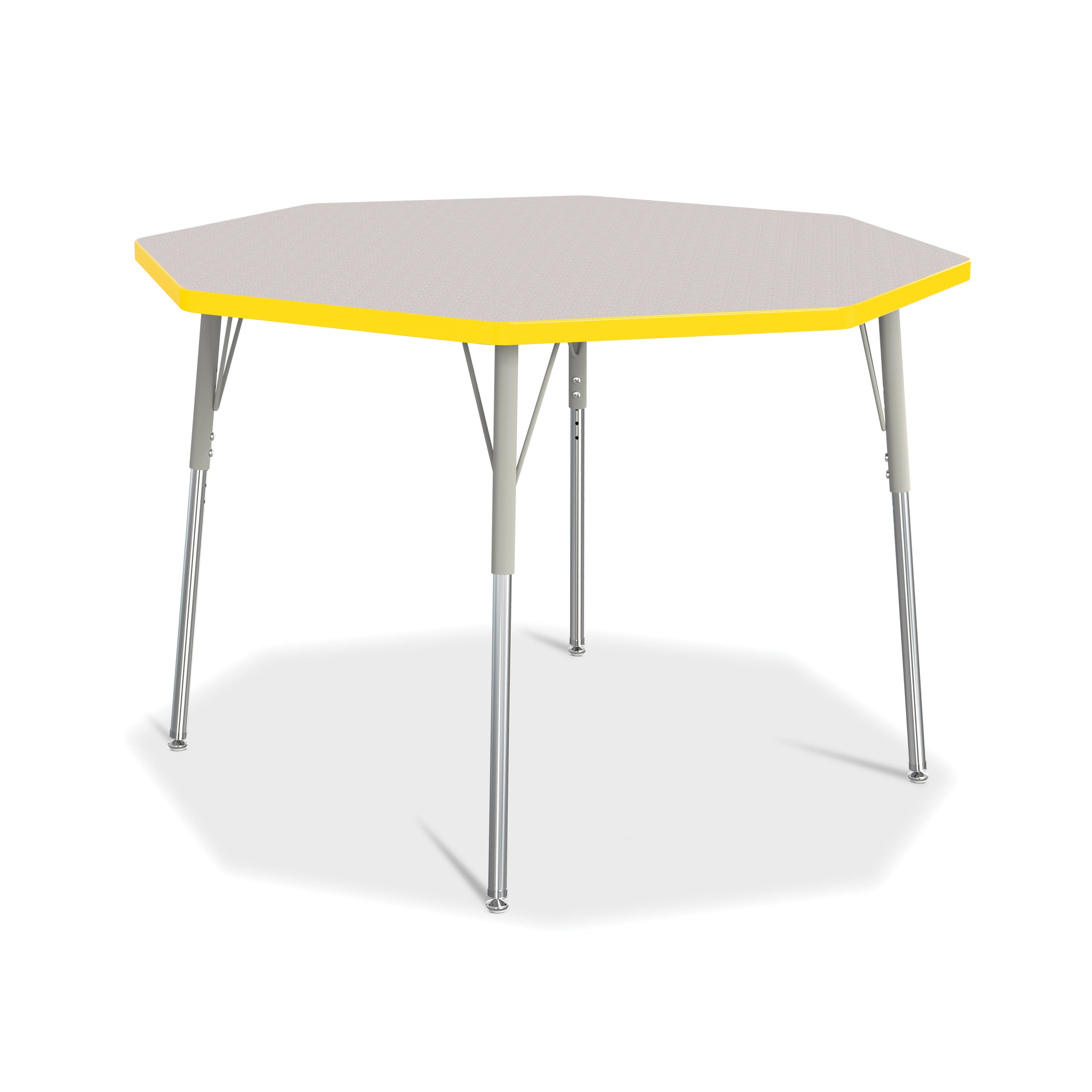 6428JCA007, Berries Octagon Activity Table - 48" X 48", A-height - Freckled Gray/Yellow/Gray