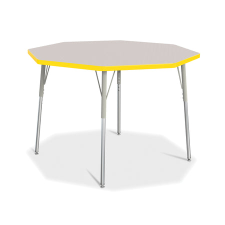 6428JCA007, Berries Octagon Activity Table - 48" X 48", A-height - Freckled Gray/Yellow/Gray