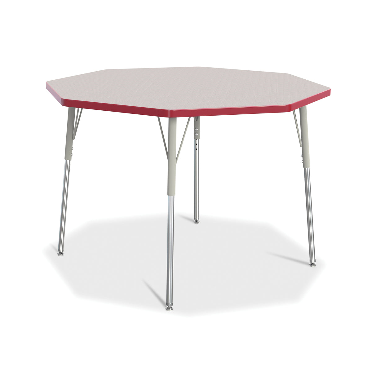 6428JCA008, Berries Octagon Activity Table - 48" X 48", A-height - Freckled Gray/Red/Gray