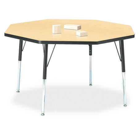 6428JCA011, Berries Octagon Activity Table - 48" X 48", A-height - Maple/Black/Black
