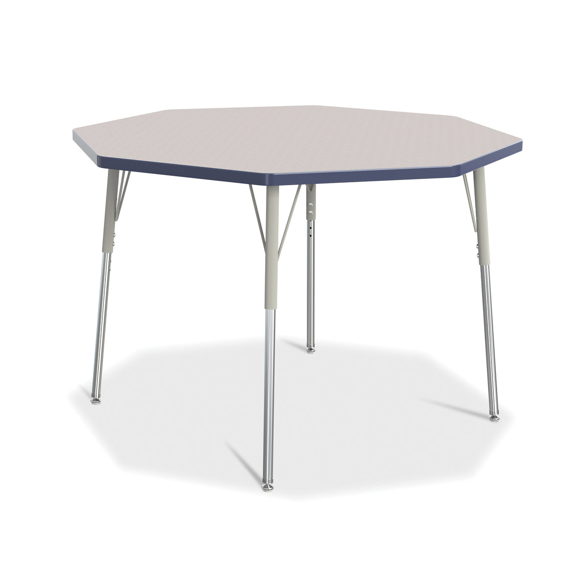 6428JCA112, Berries Octagon Activity Table - 48" X 48", A-height - Freckled Gray/Navy/Gray