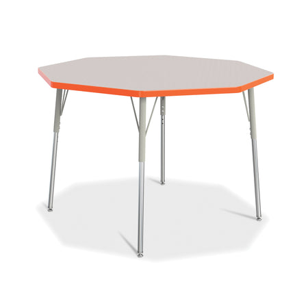 6428JCA114, Berries Octagon Activity Table - 48" X 48", A-height - Freckled Gray/Orange/Gray