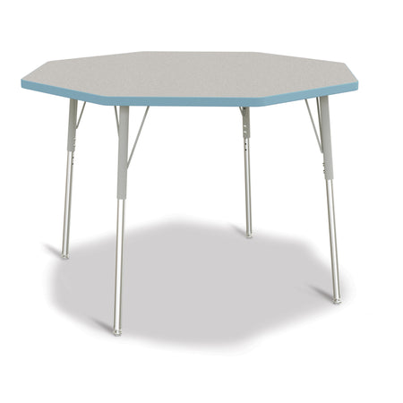 6428JCA131, Berries Octagon Activity Table - 48" X 48", A-height - Freckled Gray/Coastal Blue/Gray