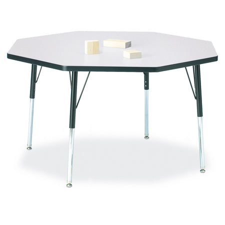 6428JCA180, Berries Octagon Activity Table - 48" X 48", A-height - Freckled Gray/Black/Black