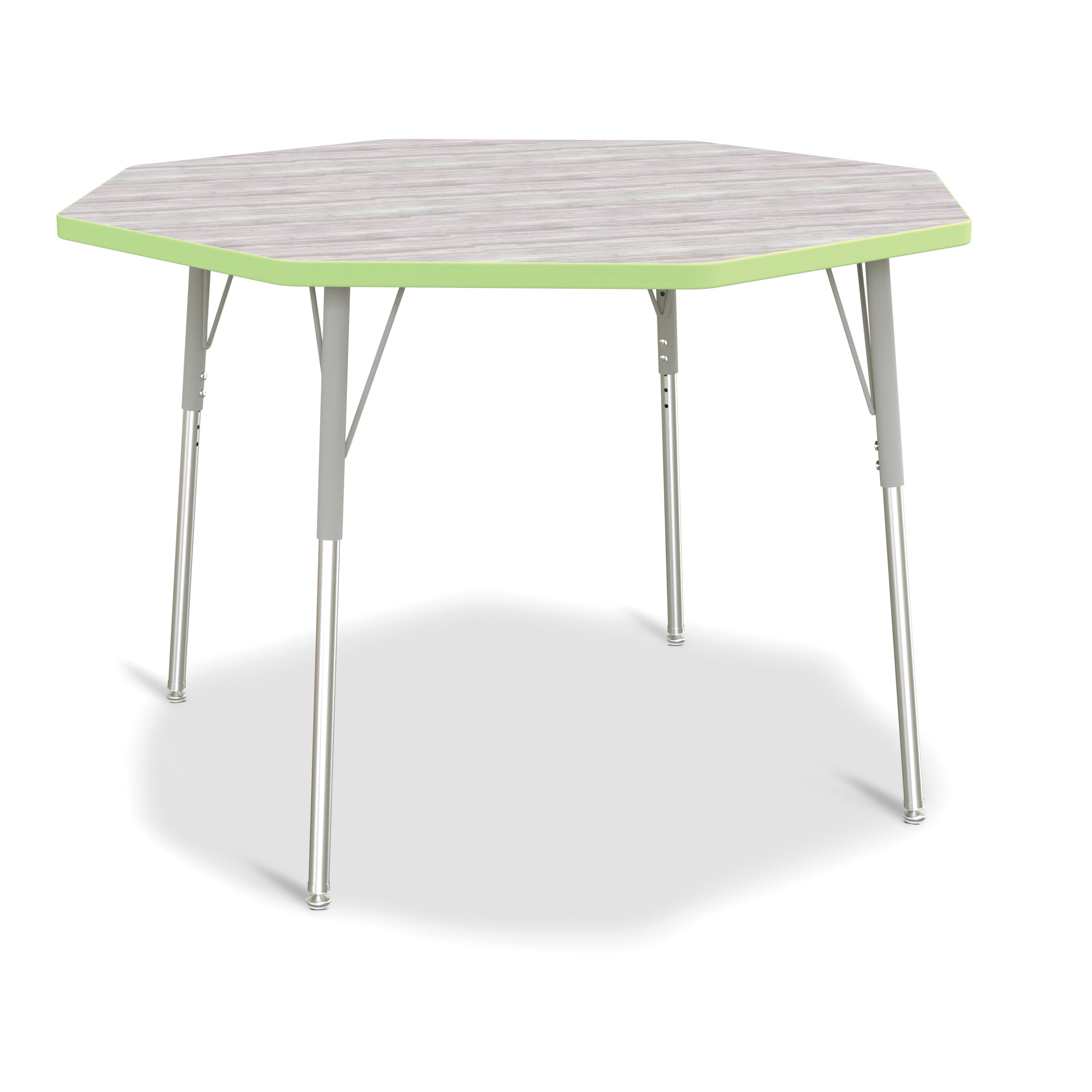 6428JCA451, Berries Octagon Activity Table - 48" X 48", A-height - Driftwood Gray/Key Lime/Gray