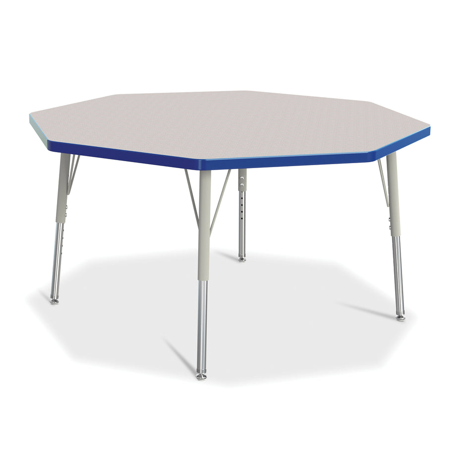 6428JCE003, Berries Octagon Activity Table - 48" X 48", E-height - Freckled Gray/Blue/Gray
