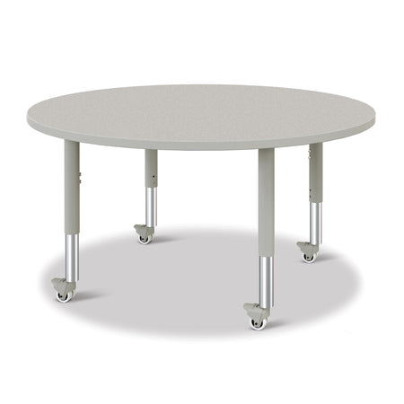 6433JCM000, Berries Round Activity Table - 48" Diameter, Mobile - Freckled Gray/Gray/Gray