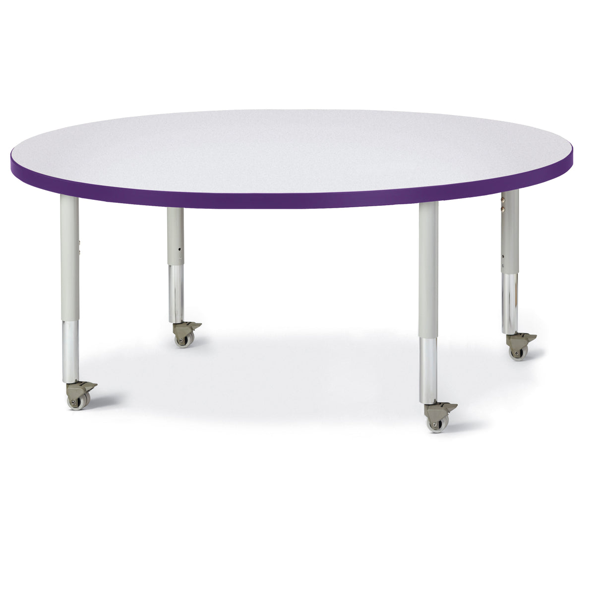 6433JCM004, Berries Round Activity Table - 48" Diameter, Mobile - Freckled Gray/Purple/Gray