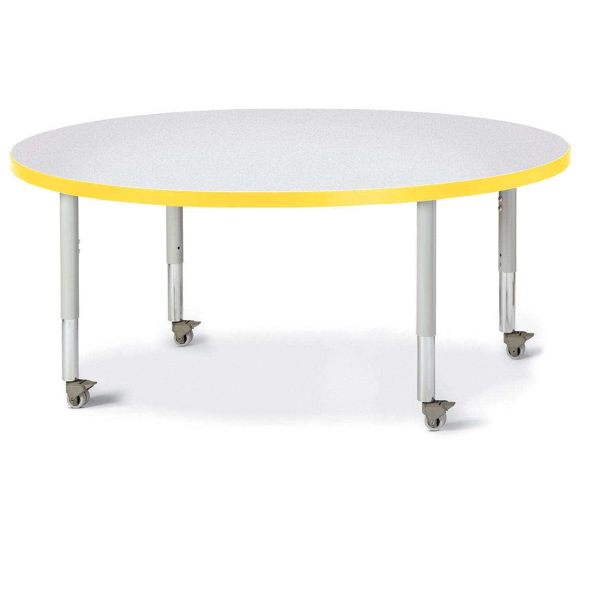 6433JCM007, Berries Round Activity Table - 48" Diameter, Mobile - Freckled Gray/Yellow/Gray